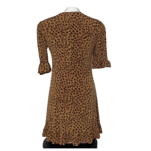 CeCe Leopard Print Ruffled Pullover Stretch Mini Dress Mobwife Art Deco size XS - Picture 3 of 11